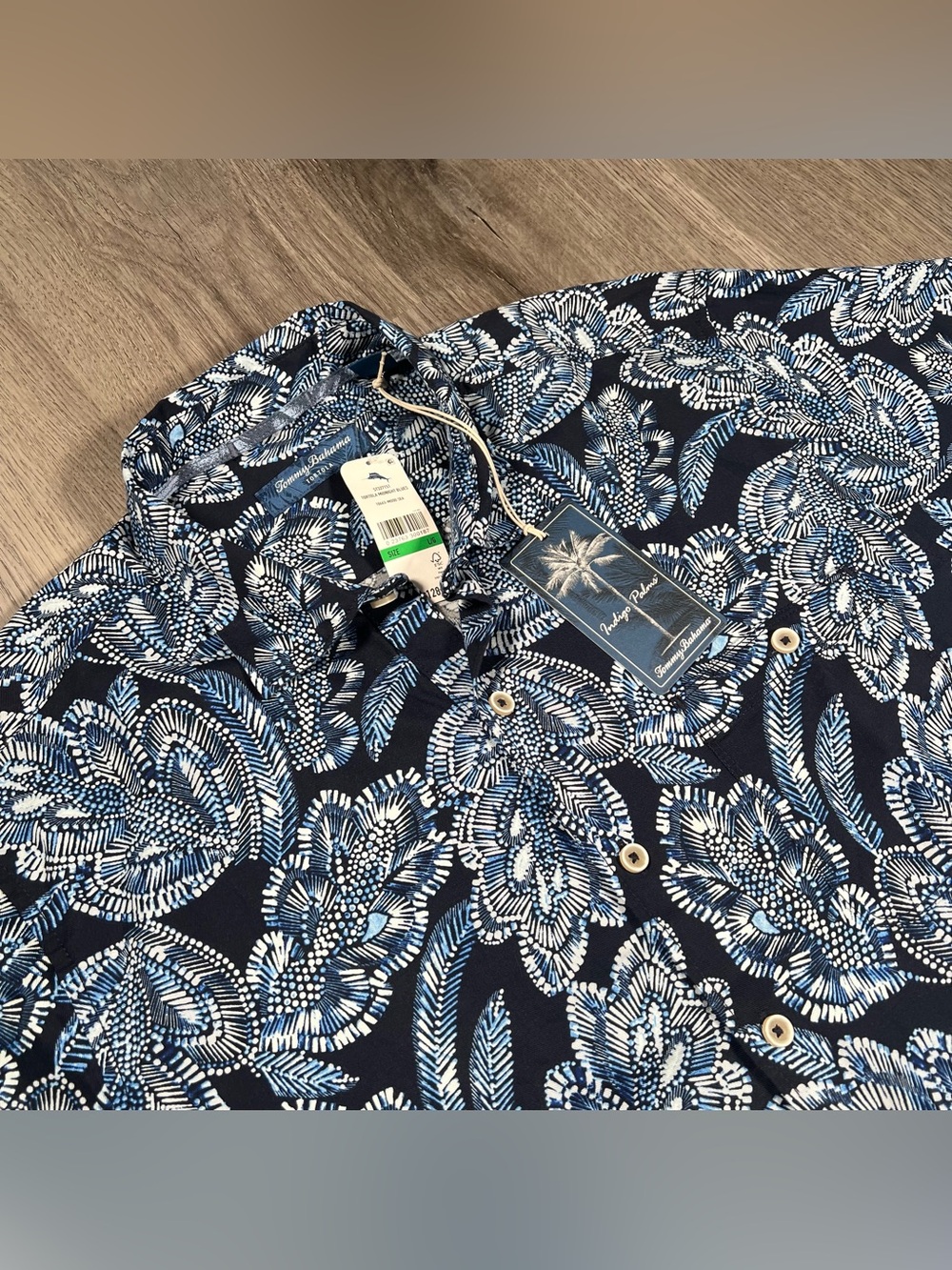 New Tommy Bahama Tortola Midnight Blues Hawaiian Shirt Mens Large Short Sleeve